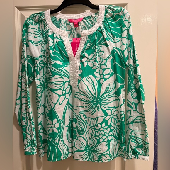 Lilly Pulitzer Caitlin Tunic NWT Spearmint Green Floral Blouse Size Small - Picture 7 of 9